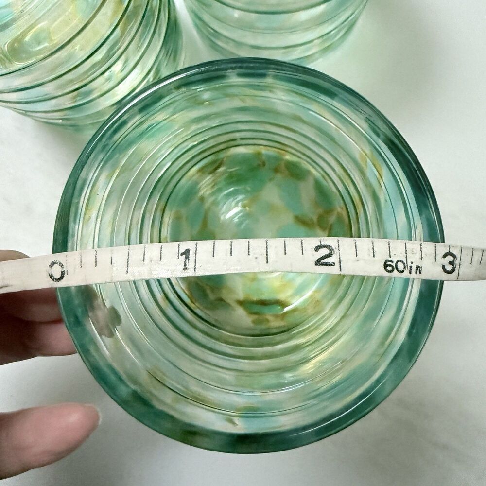 Set (4) VTG Signed David Lindsay 2002 Art Glass Tumblers Seafoam & Gold Torcello - Picture 7 of 12